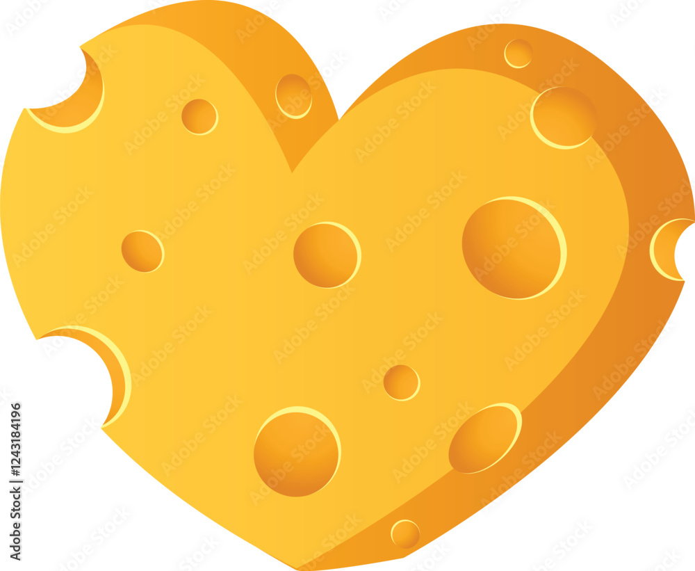 Obraz premium Heart Shaped Cheese Graphic Illustration
