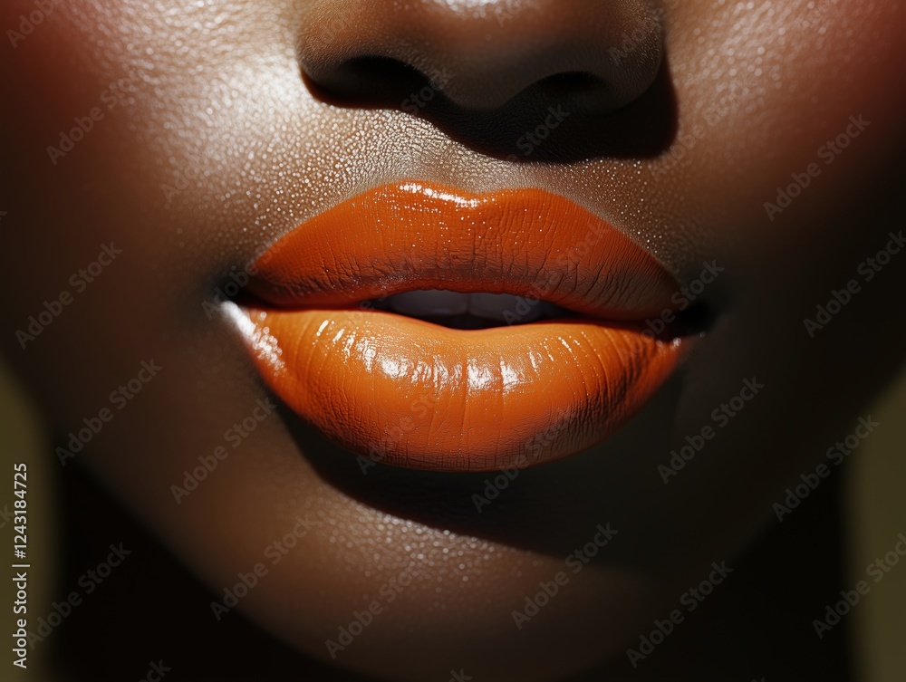 Photo of full female lips close-up for advertising lipstick, skin care for the face and lips.