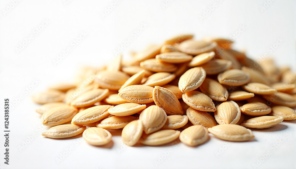 Pile of raw seeds on a white background Pile of raw seeds on a white background