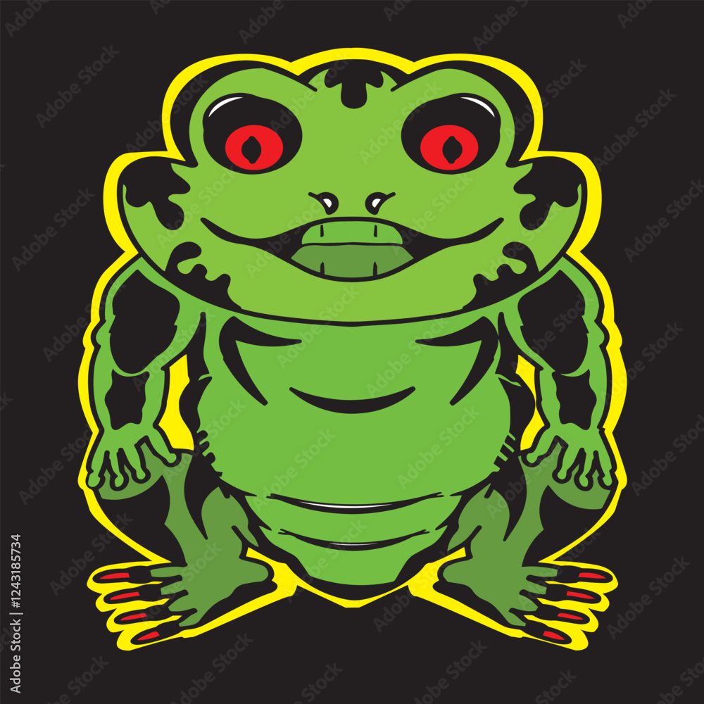 Obraz premium green frog mascot vector illustration