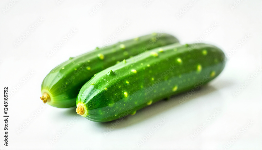 Two cucumbers simply arranged on a white background Two cucumbers simply arranged on a white background