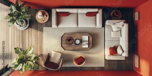 Modern Living Room Decor Top View Minimalist Design