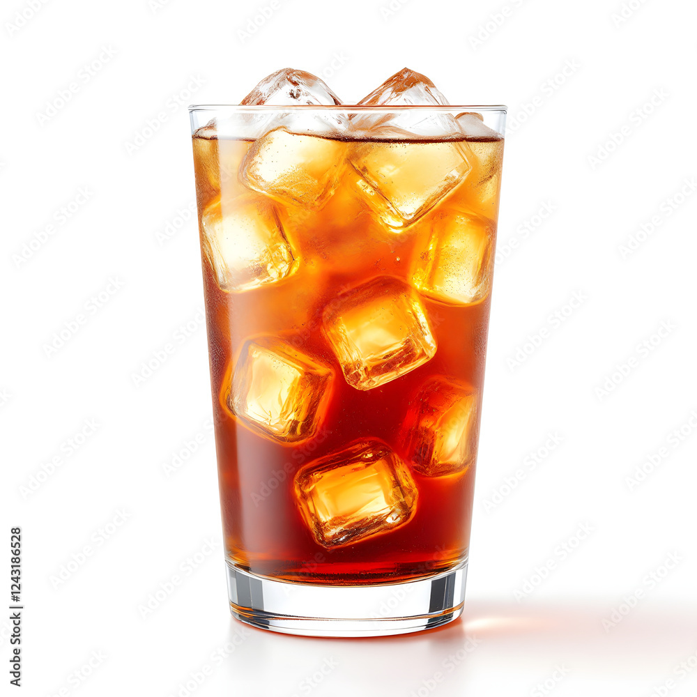 Refreshing Iced Tea in Glass with Ice Cubes Refreshing Iced Tea in Glass with Ice Cubes