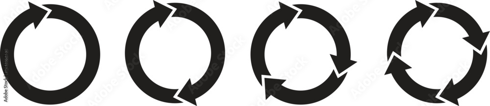 Circle arrow vector icon set. Rotation, recycle and refresh icon symbols. Vector illustration Circle arrow vector icon set. Rotation, recycle and refresh icon symbols. Vector illustration