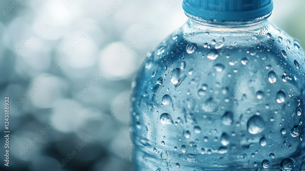 Refreshing Hydration: Close-up of a Cold Water Bottle Refreshing Hydration: Close-up of a Cold Water Bottle