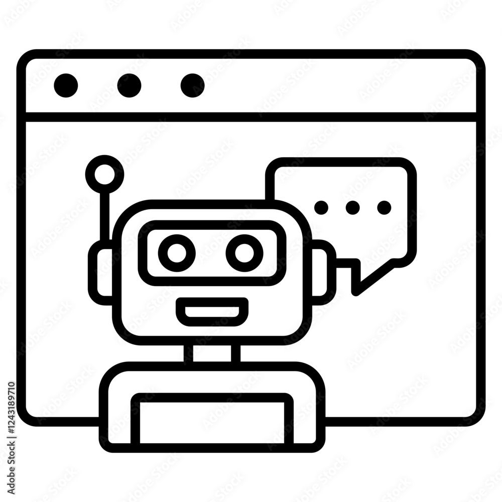 Fototapeta premium Ai Virtual Assistant Outline Icon