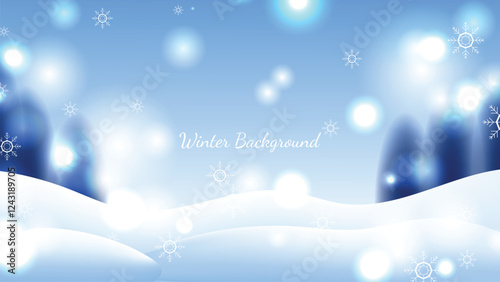 Gradient snowing winter landscape Background