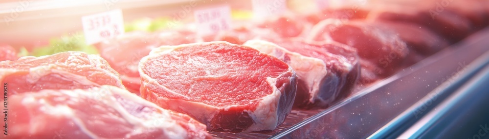 Fresh cuts of meat displayed in a butcher shop, highlighting quality and variety for culinary enthusiasts. Fresh cuts of meat displayed in a butcher shop, highlighting quality and variety for culinary enthusiasts.