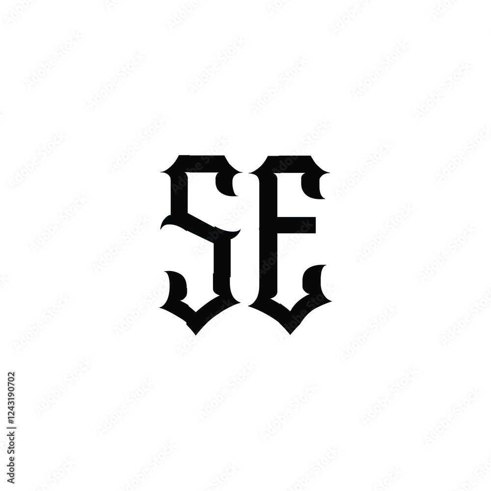 Obraz premium SE monogram logo design letter text name symbol monochrome logotype alphabet character simple logo