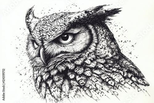 Artistic depiction of an owl using a simple outline style. photo