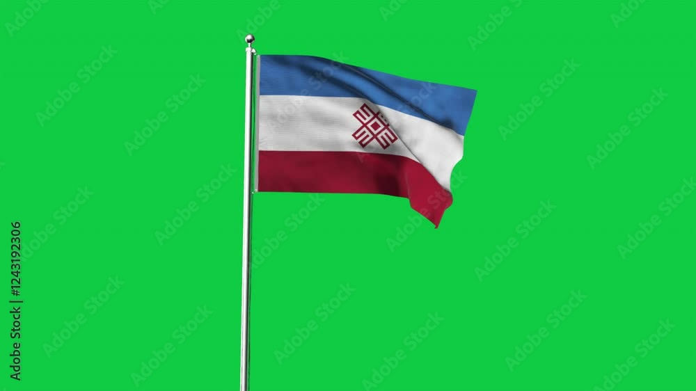 High detailed flag of Mari El. National Mari El flag. 3D Render.