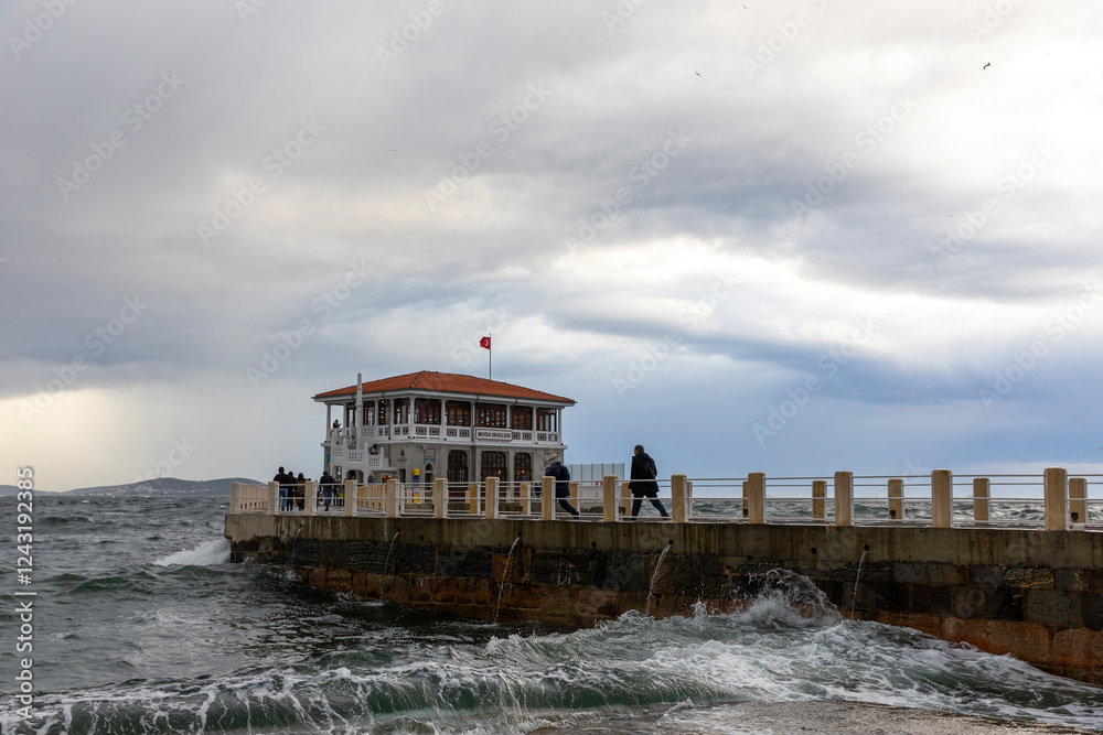 Moda pier and southwestern wind in Istanbul Province, Kadıköy District, Moda district