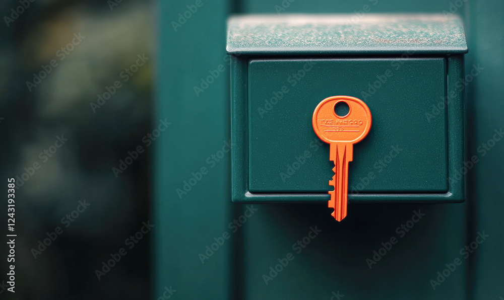 Unlocking possibilities a key on a mailbox suburban neighborhood close-up Unlocking possibilities a key on a mailbox suburban neighborhood close-up