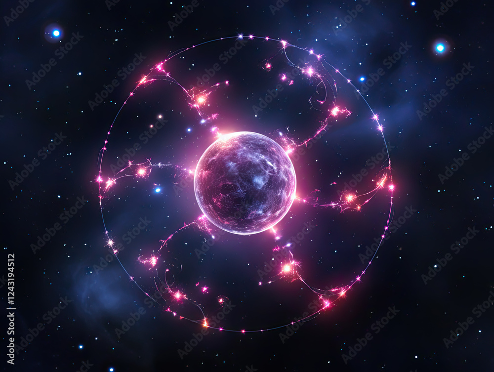 Obraz premium Cosmic Energy Orb: A Vibrant Celestial Display