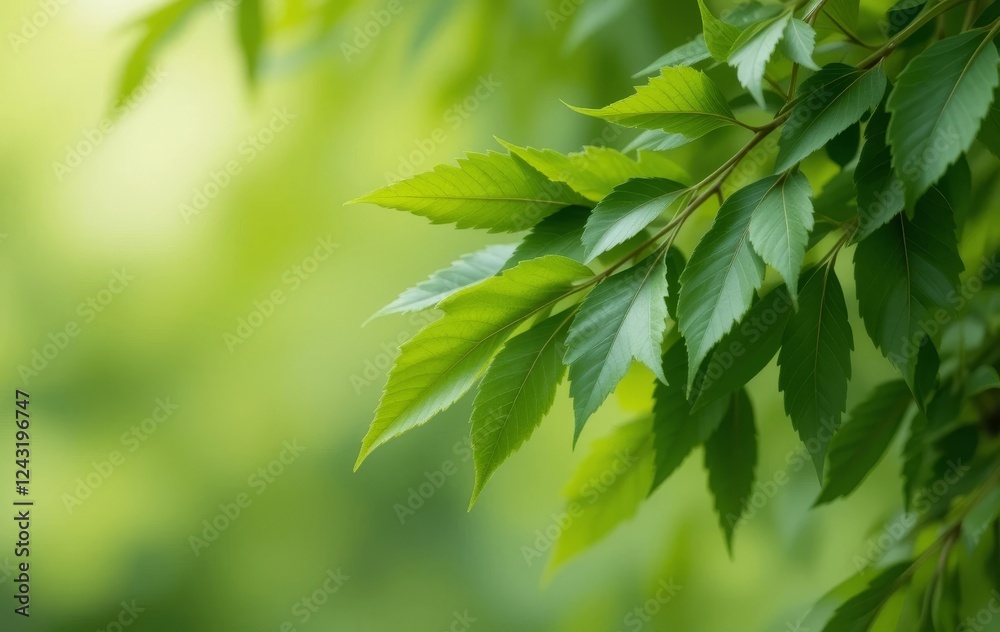 A close-up of green leaves from a willow tree, with sunlight shining through them. A close-up of green leaves from a willow tree, with sunlight shining through them.