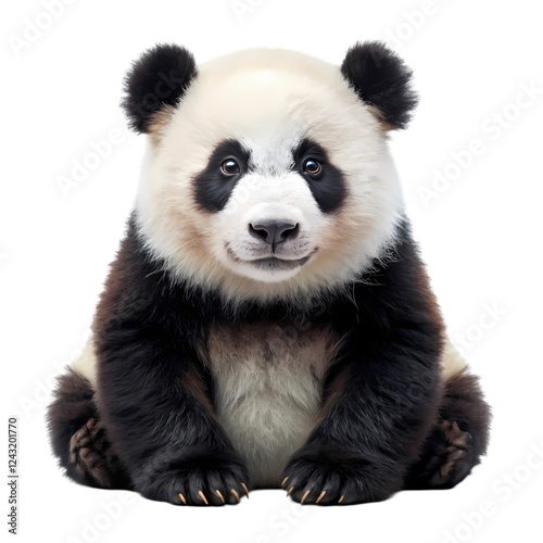 Adorable baby panda sitting isolated on fur zoo paw cute cute wild eyes on transparent background