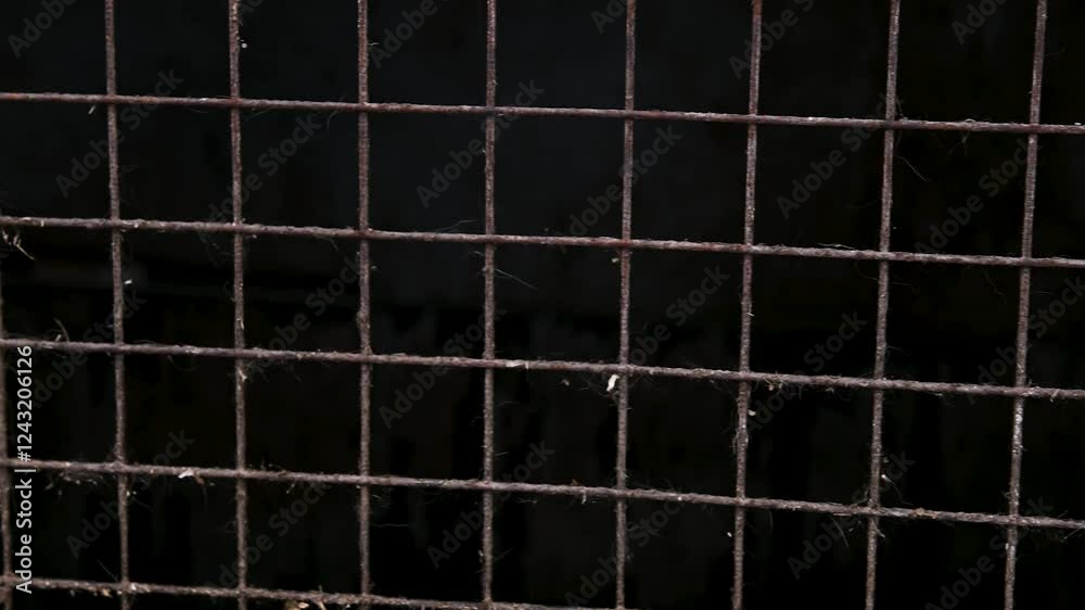 Fance in animal shelter and dog behind the fance . Dog looking over the fance.