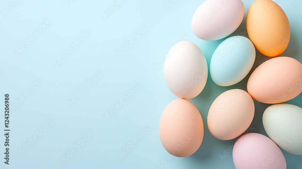 Easter day celebration with pastel tone easter eggs spring environment colorful display Easter day celebration with pastel tone easter eggs spring environment colorful display