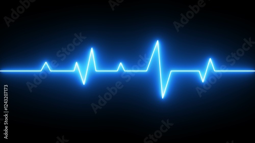 Neon heartbeat signal icon on black background. Pulse, heart rhythm, heartbeat line test icon.