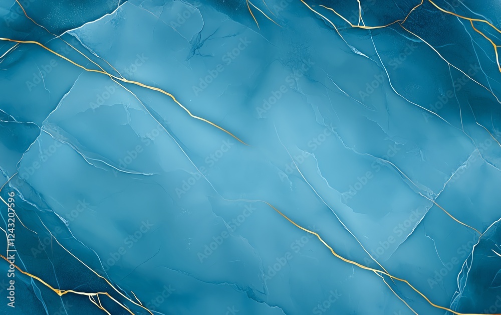 Fototapeta premium A modern abstract background featuring rich blue tones intertwined with golden veins, ideal for use in digital designs, presentations, or creative projects.