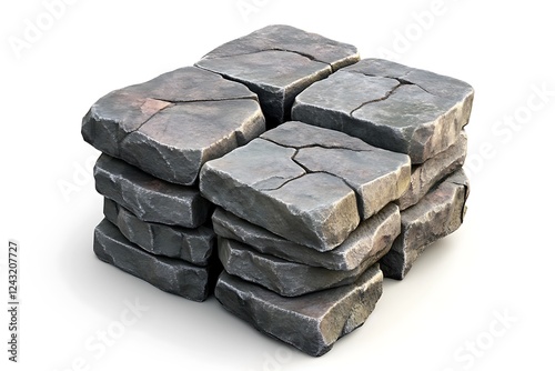 3D Style Stack of Paving Stones for Landscaping. photo