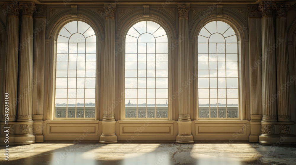 Palace Ballroom Sunlight Windows Cityscape View Palace Ballroom Sunlight Windows Cityscape View