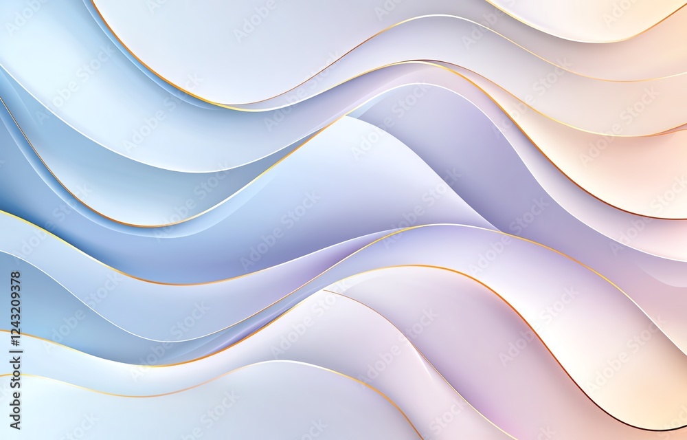Obraz premium A smooth, flowing abstract background design featuring soft waves in pastel colors. Ideal for use in modern digital artwork, presentations, or creative projects.
