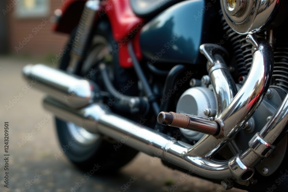 custom made wallpaper toronto digitalVintage chrome motorcycle exhaust pipes, intricate details , steel, motorbike, style