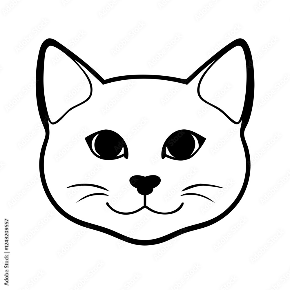 A charming cat face icon with expressive eyes and whiskers, ideal for social media avatars and stickers. A charming cat face icon with expressive eyes and whiskers, ideal for social media avatars and stickers.