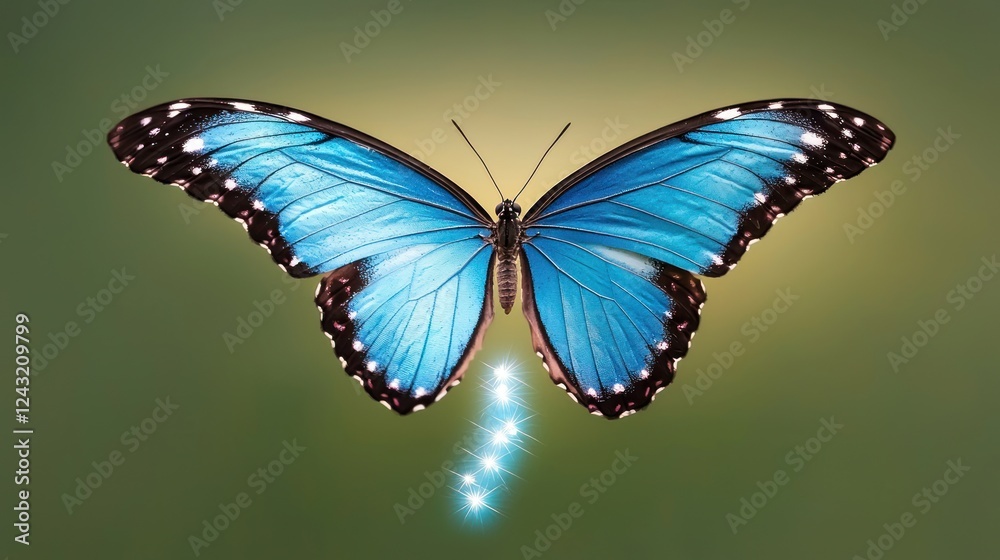 Blue Morpho Butterfly with Sparkling Trail Blue Morpho Butterfly with Sparkling Trail