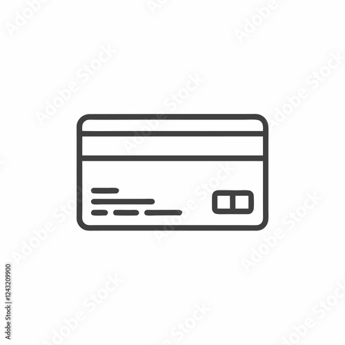 Minimalist vector illustration of a credit card featuring flat line design for financial transactions and payment systems