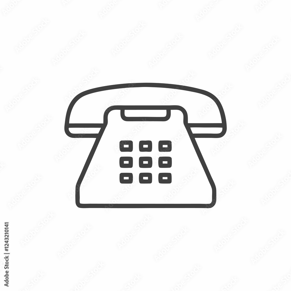 Classic telephone vector illustration showcasing a retro design in minimalist flat line art style for modern communication themes Classic telephone vector illustration showcasing a retro design in minimalist flat line art style for modern communication themes