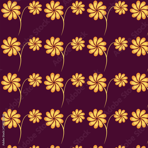 seamless pattern flowers with purple background