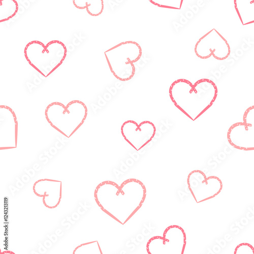 Seamless pattern with hand drawn hearts on white background vector.