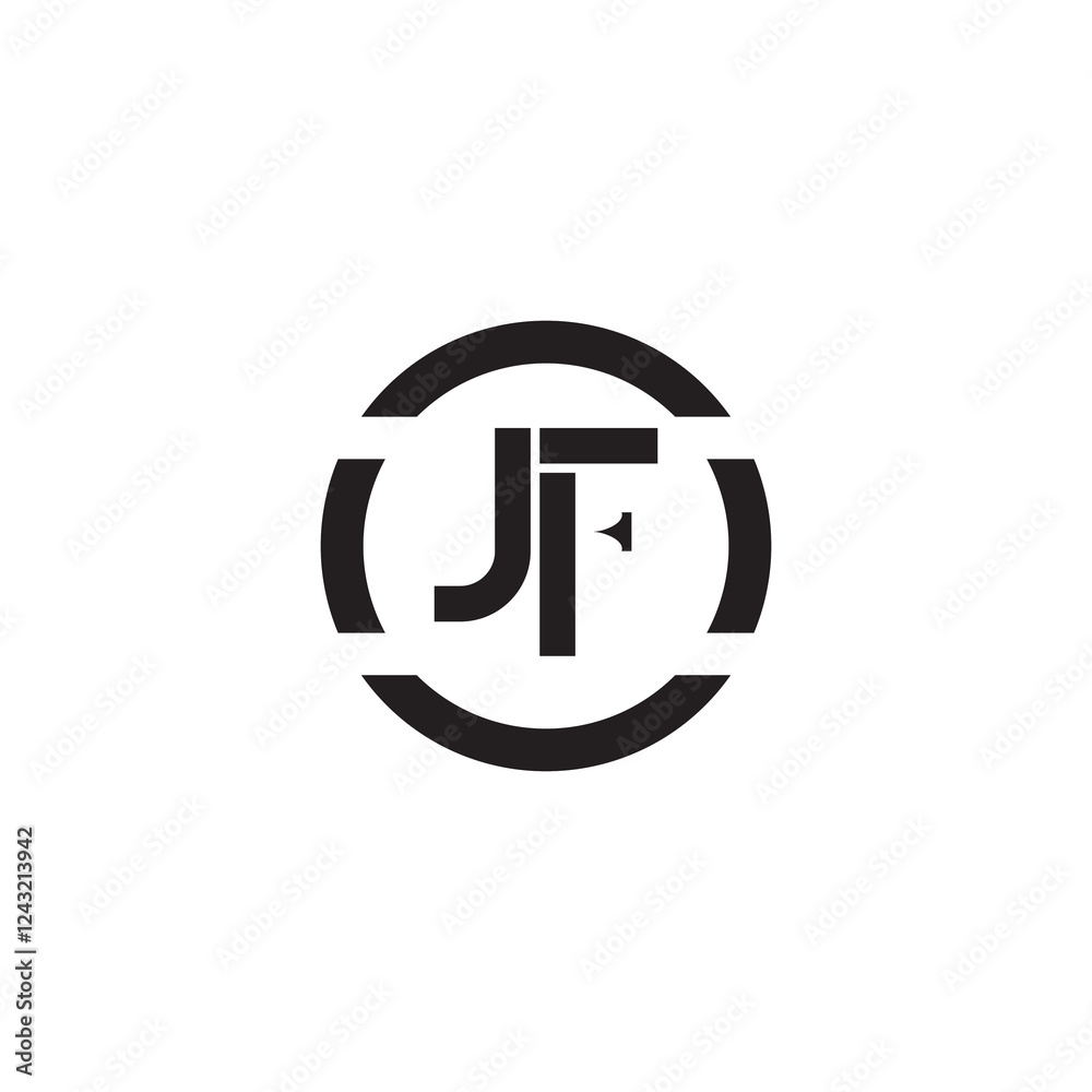 Obraz premium Icon circled initial logo black and simple