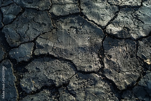 Flat black and old tarmac road surface. Detailed photo textured background