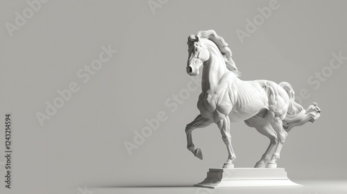 A 3D rendered white horse statue. photo