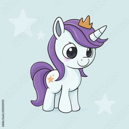 Cartoon cute little pony vector illustration
