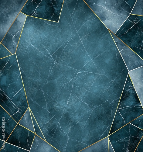 An abstract background featuring a blend of dark blue and teal hues, complemented by golden geometric lines, perfect for creative projects and digital designs.