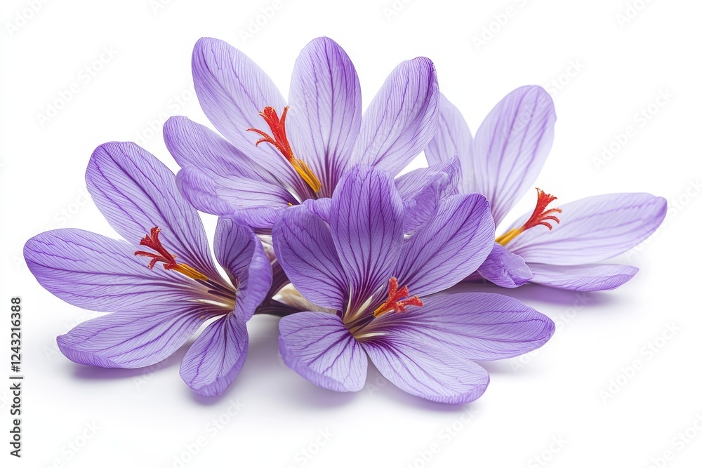 Fototapeta premium Purple Crocus Flowers Isolated White Background