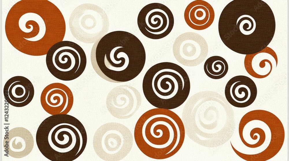 Fototapeta premium Abstract Swirl Pattern Design in Brown Beige and Orange