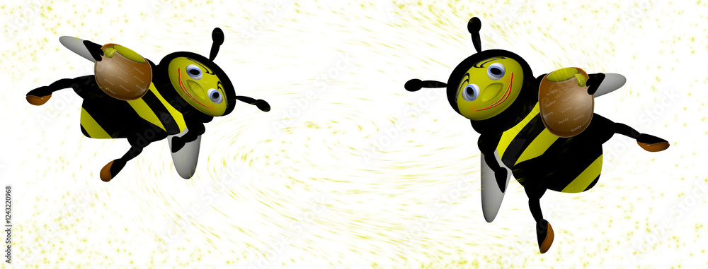 two bees in flight