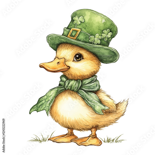 St. Patrick's Day Duckling Clipart Vector Illustration