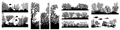 Underwater coral reef ecosystem featuring diverse marine life and vibrant coral structures in a rich habitat