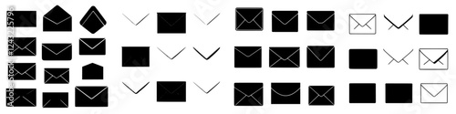 Multiple styles of envelopes arranged in a structured pattern for design inspiration and creative projects