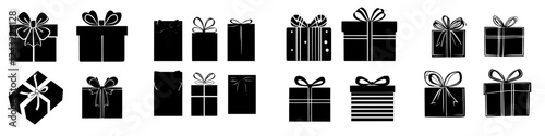 Various gift presents displayed with elegant bows for special occasions in a minimalist style