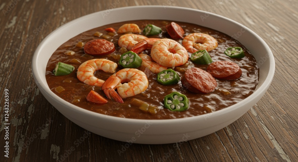Delicious and Aromatic Seafood Gumbo in a Bowl Delicious and Aromatic Seafood Gumbo in a Bowl