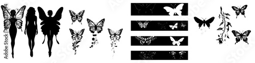 Decorative butterfly and fairy silhouettes perfect for various art and craft projects