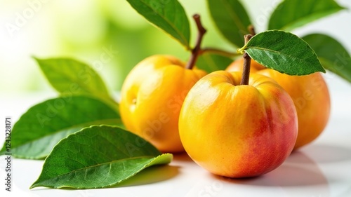 Ripe Quince Fruit with Leaves - High Resolution Image