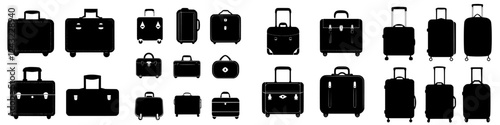 Collection of various suitcase silhouettes displayed in a grid layout showcasing different styles and sizes